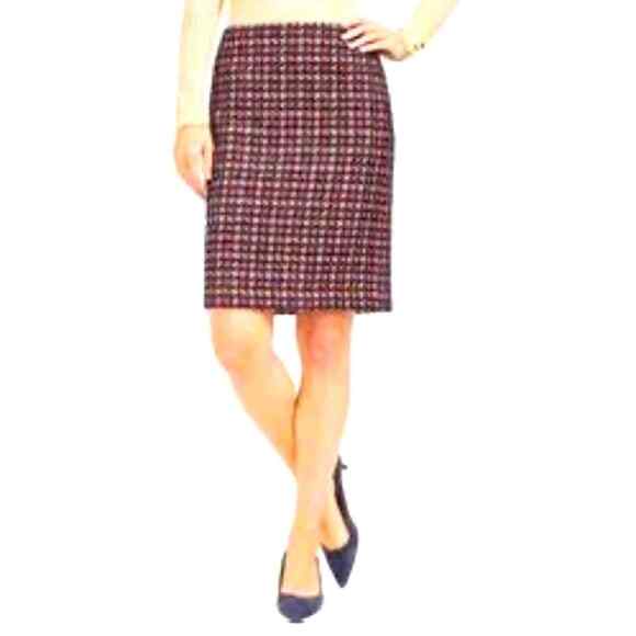 J. Mclaughlin Houndstooth Metallic Tweed Sparkle Elm Skirt Sz 0 NWT - Picture 1 of 5